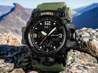 Годинник SKMEI 1155BAG, тактичний протиударний, армійський, зелений
