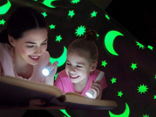 Светящийся в темноте плюшевое плед-покрывало Kids Star 150х100 см одеяло.